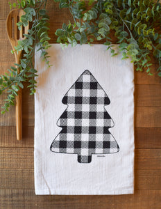 "Buffalo Plaid Christmas Tree" - Tea Towel